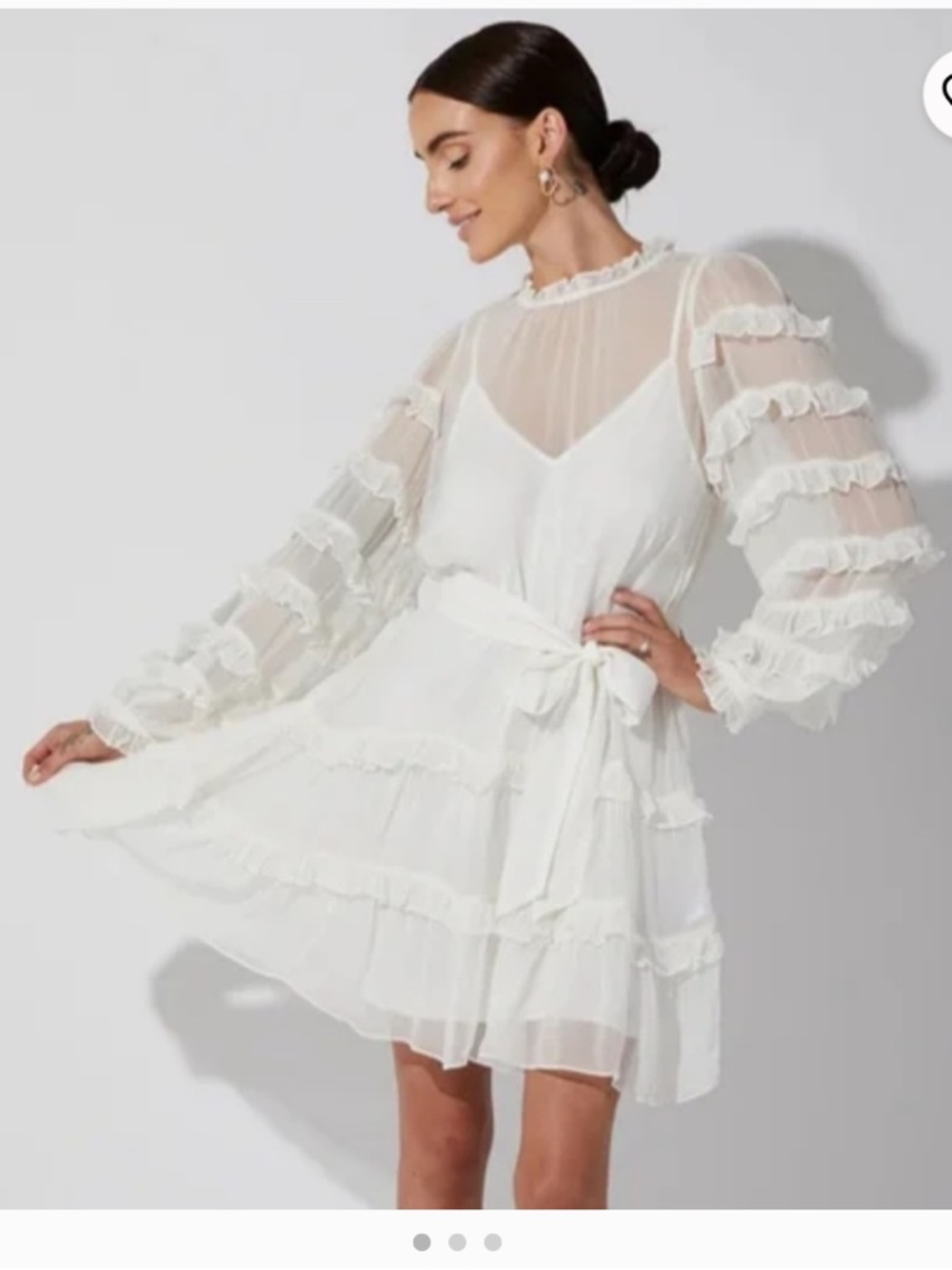 CLEOBELLA LACEY SHEER RUFFLE MINI DRESS
IVORY